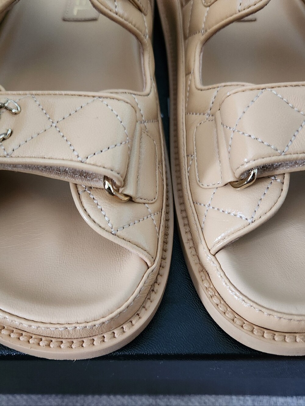 Authentic CHANEL Dad slide sandal Size 37.5 EU  BEIGE Mules Lambskin - Picture 10 of 16